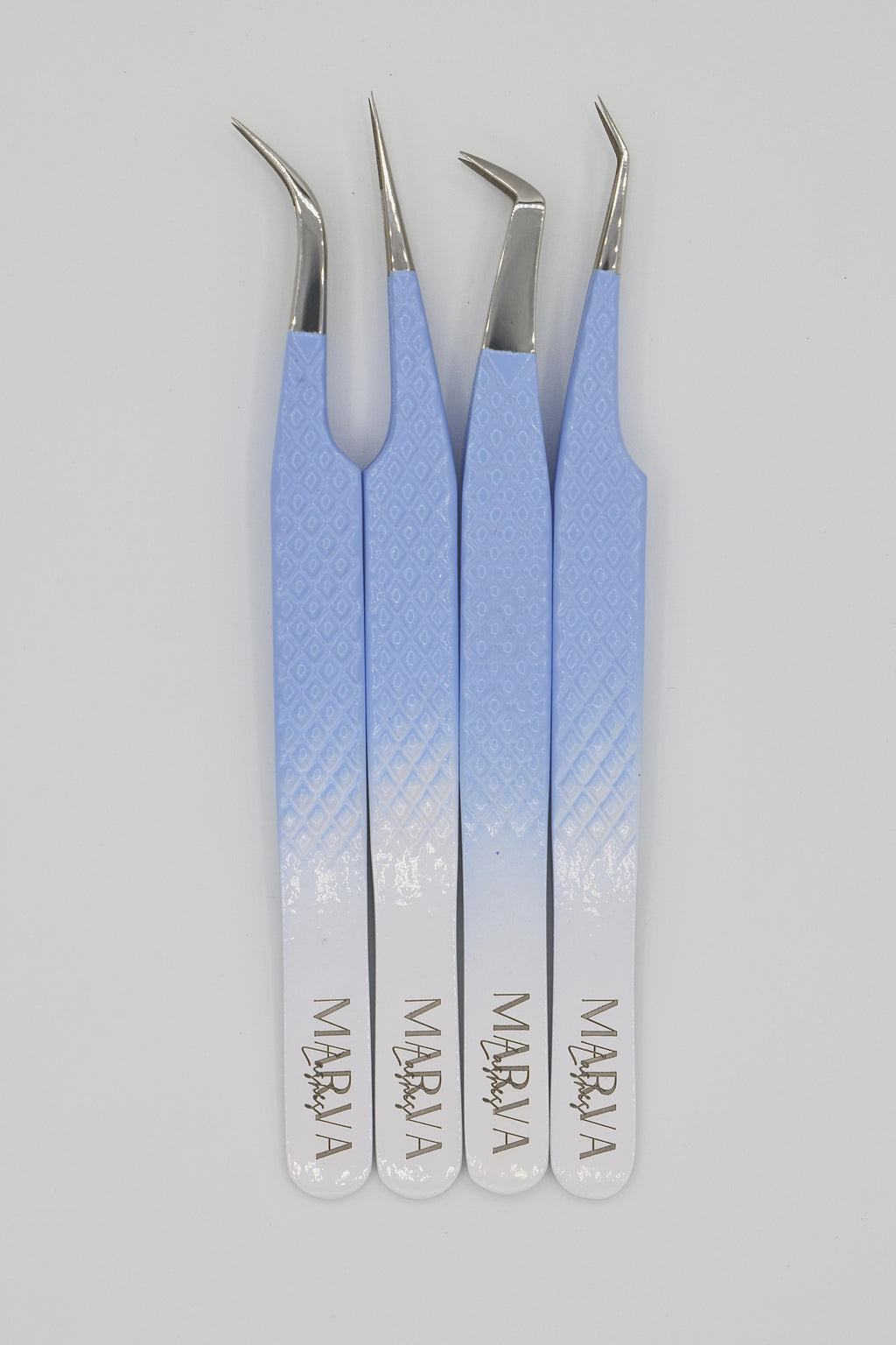 OMBRE BLUE & WHITE SET OF 4 TWEEZERS